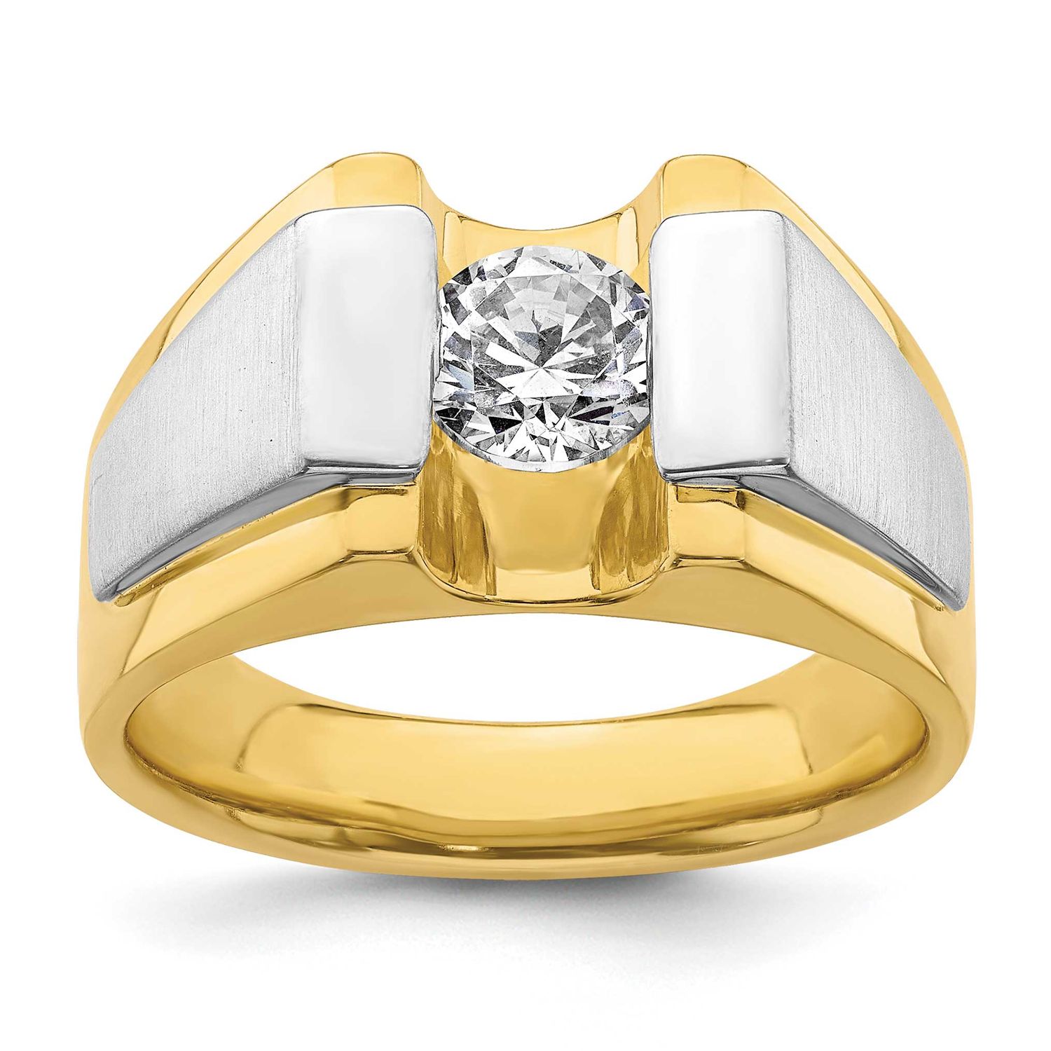 IBGoodman Men&#39;s Polish/Satin Complete Lab Grown VS/SI FGH Diamond Ring 14k Two-tone Gold, B220077-4