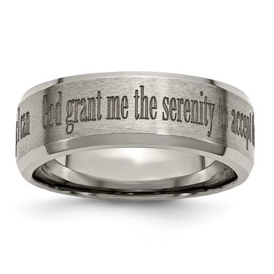 Serenity Laser Design 8mm Beveled Band Titanium Brushed and Polished, TB115G-13, 886774044729