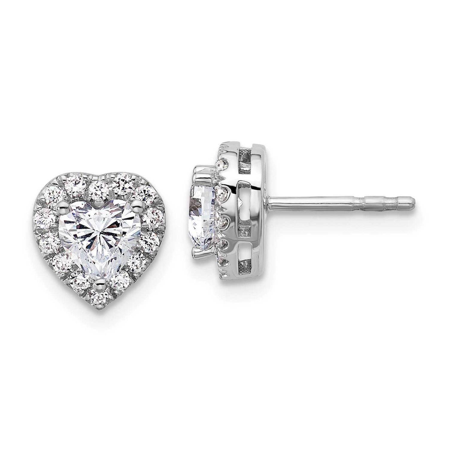 Lab Grown Diamond VS/SI FGH Heart Halo Earring Semi-Mount 14k White Gold, EM10426-125-WLG,