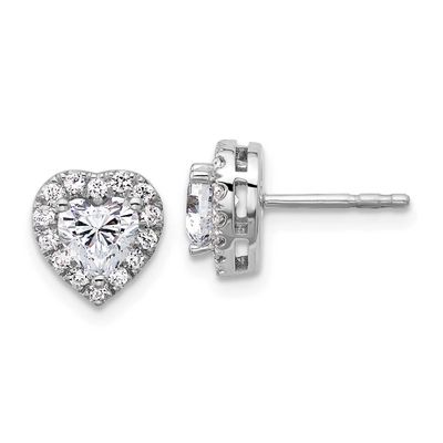 Lab Grown Diamond VS/SI FGH Heart Halo Earring Semi-Mount 14k White Gold, EM10426-125-WLG,
