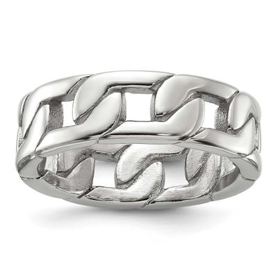 Chain Style 7mm Band Stainless Steel Polished, SR719-10.5, 196904253984