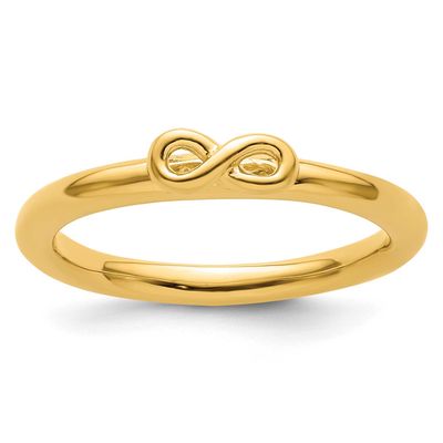 Yellow-plated Infinity Symbol Ring Sterling Silver, QSK1973-9, 191101723292