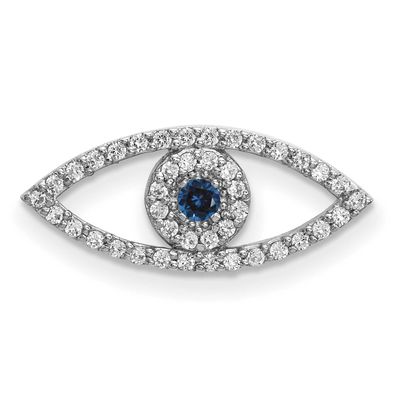 Small Diamond and Sapphire Evil Eye Pendant 14k White Gold, XP5040WS/A, 883957132365