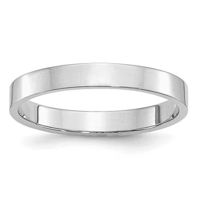 3mm Flat Ring Sterling Silver Rhodium-plated, QWFB030RH-9,
