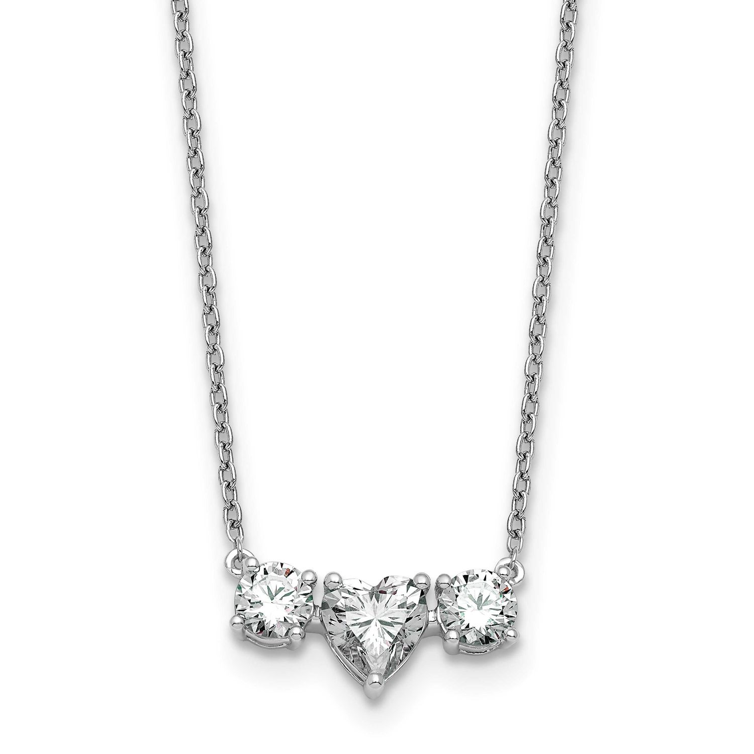 Lab Grown Diamond VS/SI FGH 3-Stone Necklace 14k White Gold, PM10415-140-WLG,