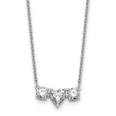 Lab Grown Diamond VS/SI FGH 3-Stone Necklace 14k White Gold, PM10415-140-WLG,