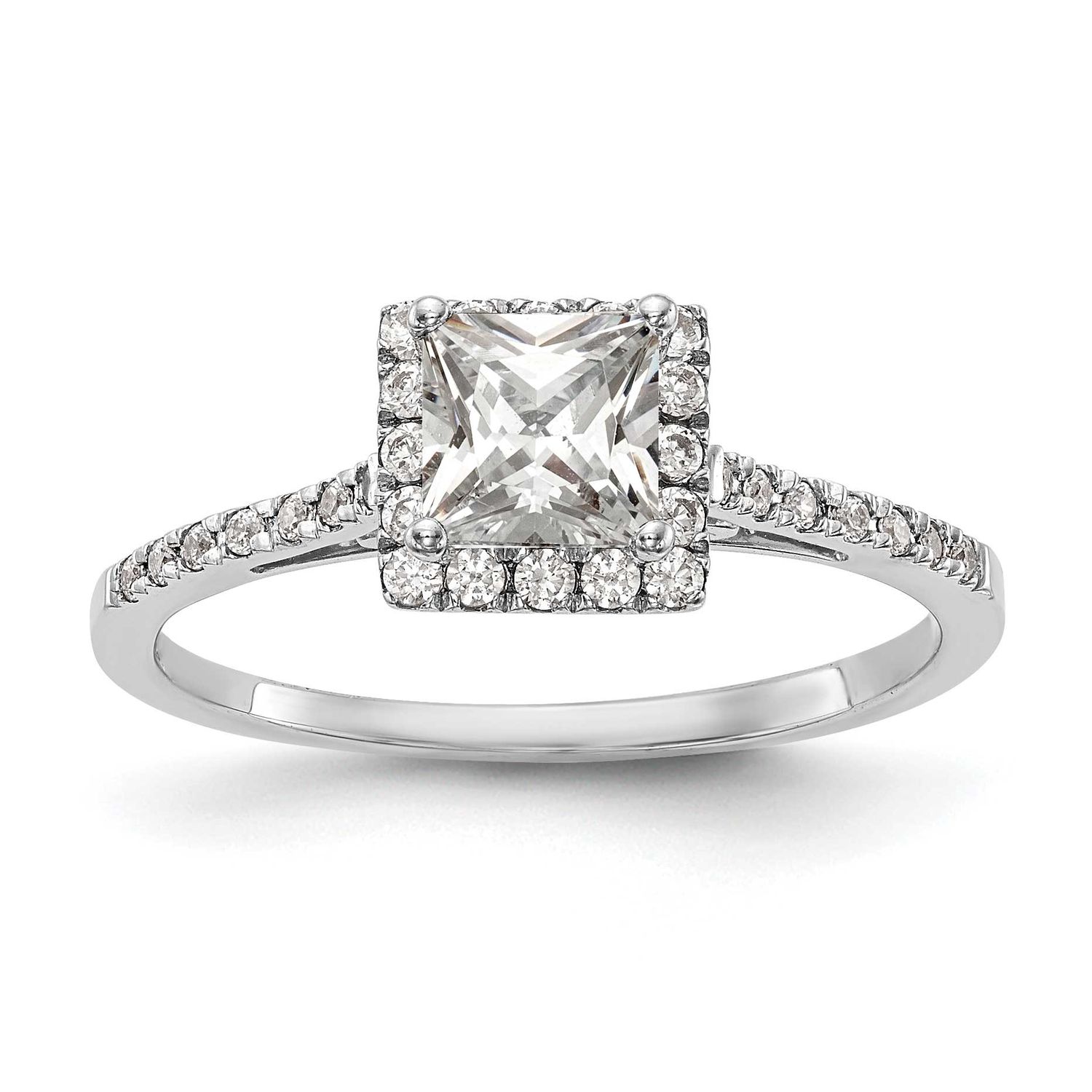 Halo Holds 1 carat 5.7mm Princess Center 1/3 carat Diamond Semi-mount Engagement Ring 14k White Gol