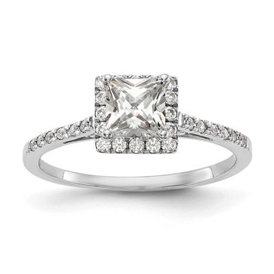Halo Holds 1 carat 5.7mm Princess Center 1/3 carat Diamond Semi-mount Engagement Ring 14k White Gol