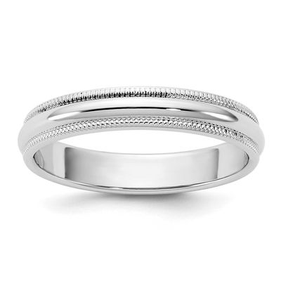 3.5mm Milgrain Half Round Band 14k White Gold, WM035-6.5,