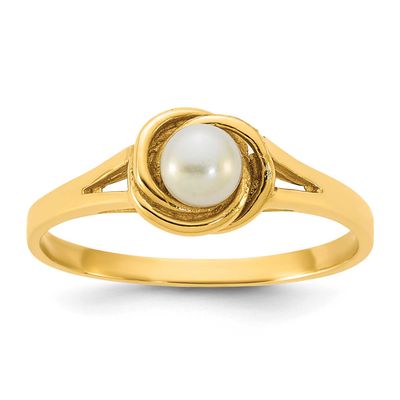 4-5mm White Button Freshwater Cultured Pearl Ring 14k Gold Polished, Y13954PL,