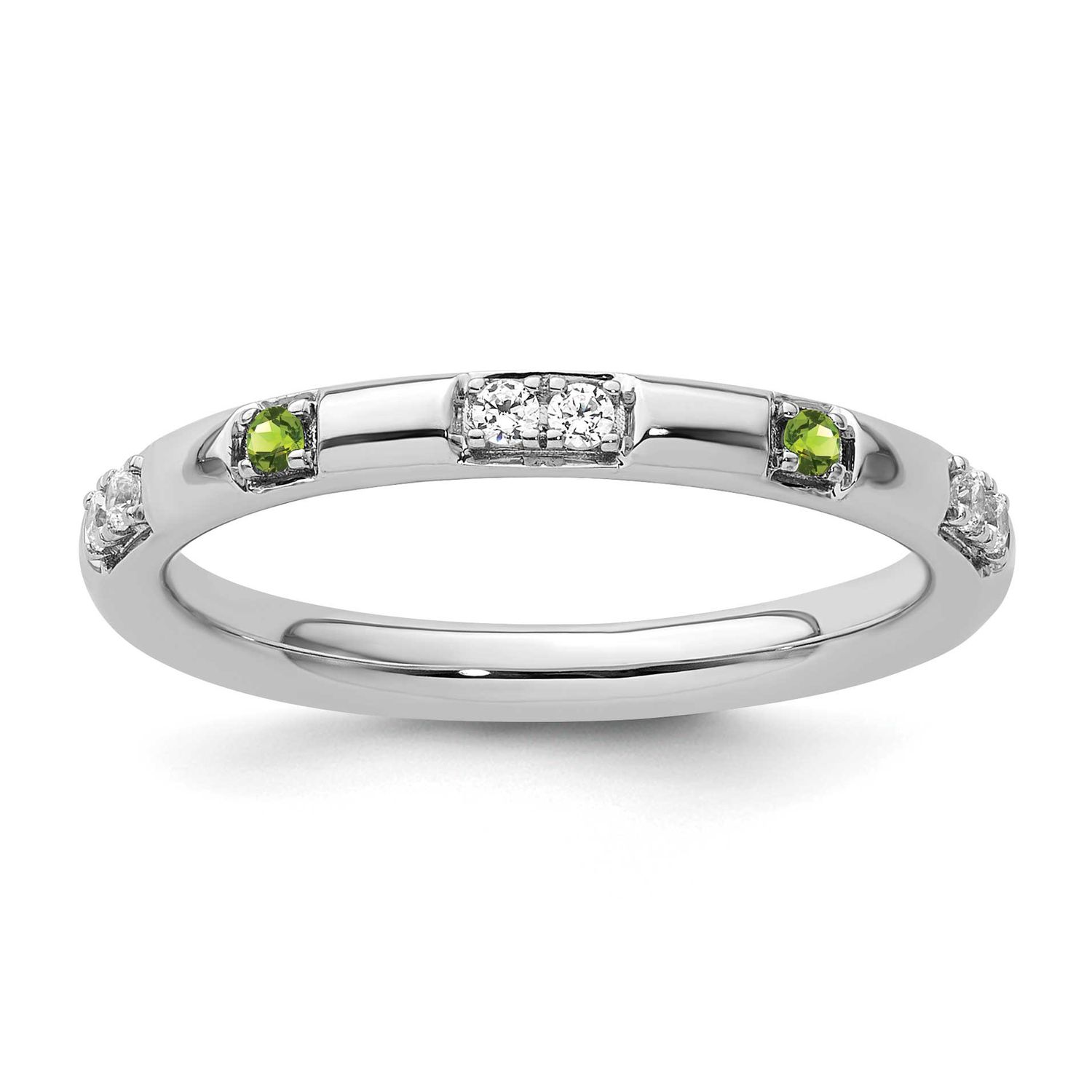 Peridot and Diamond Ring 14k White Gold, SK2172-7,