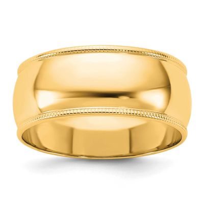 8mm Milgrain Half Round Band 10k Gold, 1ML080-4.5,