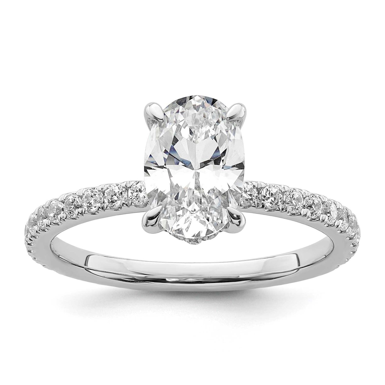 Lab Grown Diamond VS/SI FGH Flair Oval Semi Engagement Ring 14k White Gold, RM10537-150-WLG,