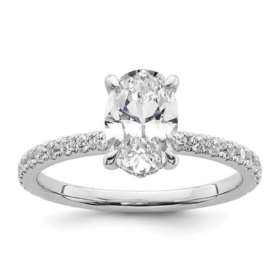 Lab Grown Diamond VS/SI FGH Flair Oval Semi Engagement Ring 14k White Gold, RM10537-150-WLG,