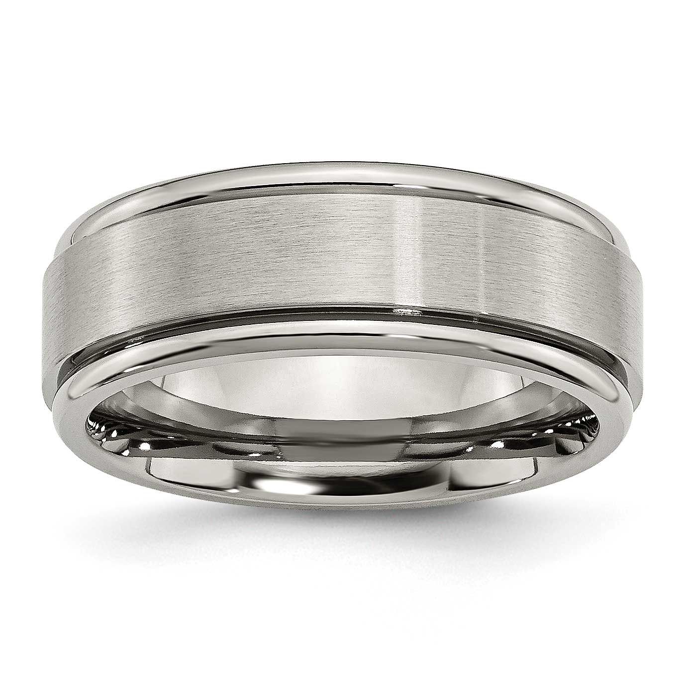 8mm Ridged Edge Band Titanium Brushed Center, TB11-10, 883957759005