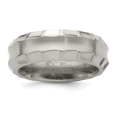 Edward Mirell Faceted Edge Brushed/Polished 8mm Concave Band Titanium, EMR259-10, 886774314334