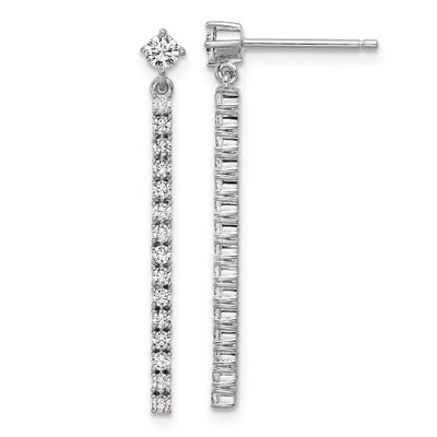 Cheryl M Polished CZ Bar Post Dangle Earrings Sterling Silver Rhodium-plated, QCM1706, 196904276464