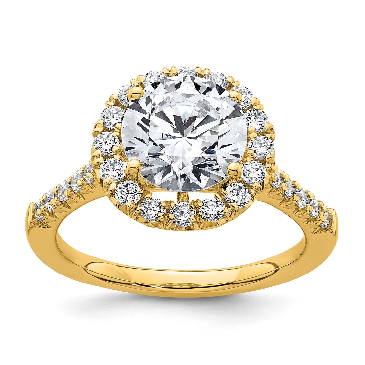 Lab Grown Diamond VS/SI FGH Halo Engagement Semi-mount Ring 14k Gold, RM2057E-250-7LG,