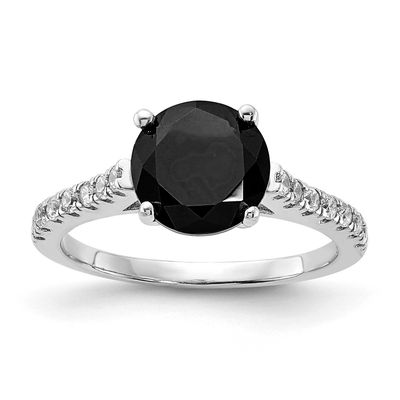 Cheryl M Polished Black and White CZ Ring Sterling Silver Rhodium-plated, QCM1928-6,