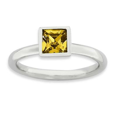 Square November Crystal Ring Sterling Silver, QSK959-5, 886774186177
