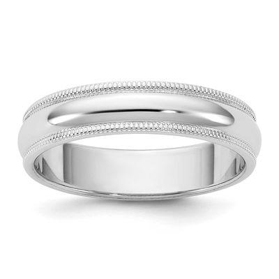 4.5mm Milgrain Half Round Band 14k White Gold, WM045-9,