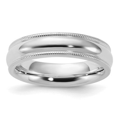 5mm Comfort Ring Fit Milgrain Sterling Silver Rhodium-plated, QCFM050RH-4,