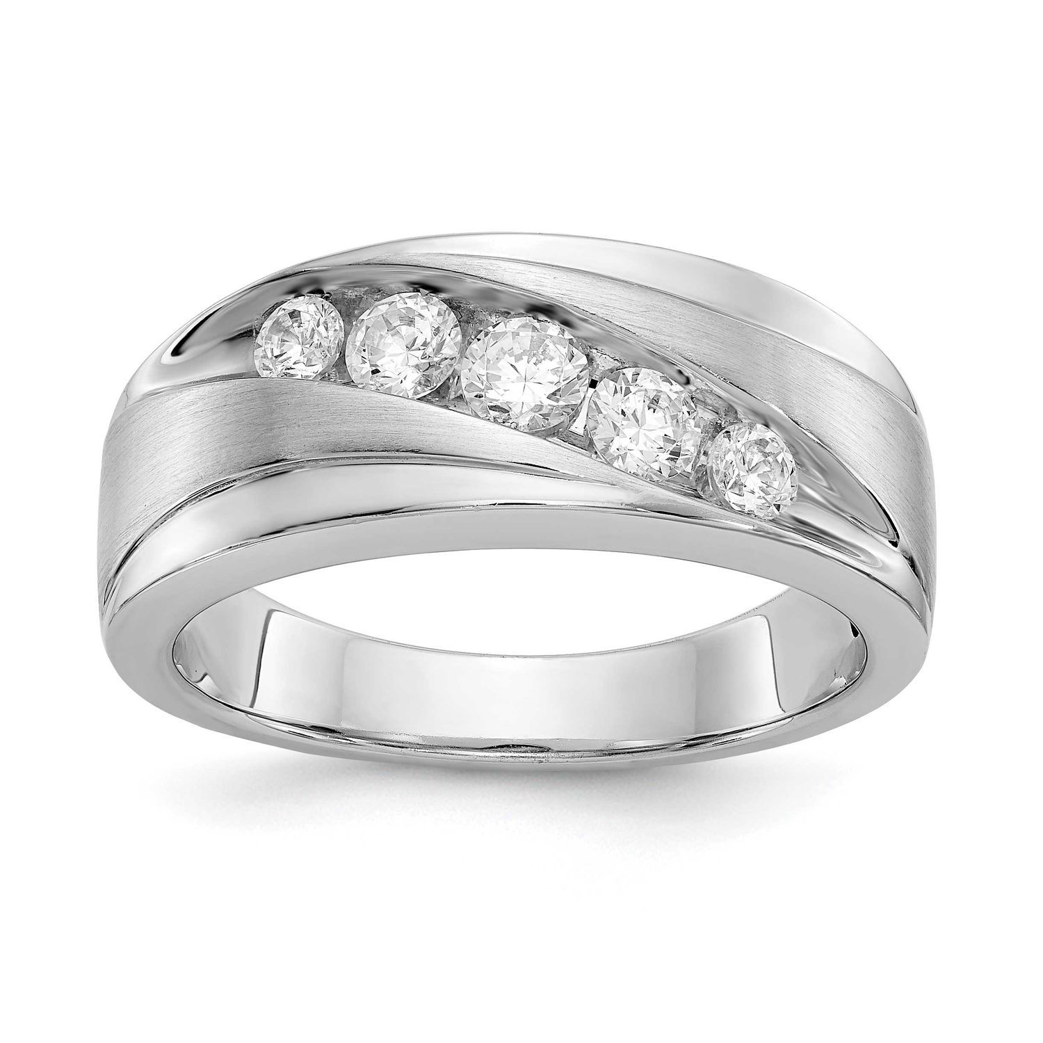 True Origin Men&#39;s 1/2 carat Lab Grown Diamond VS/SI D E F Brushed and Polished Band 14k White Gold,