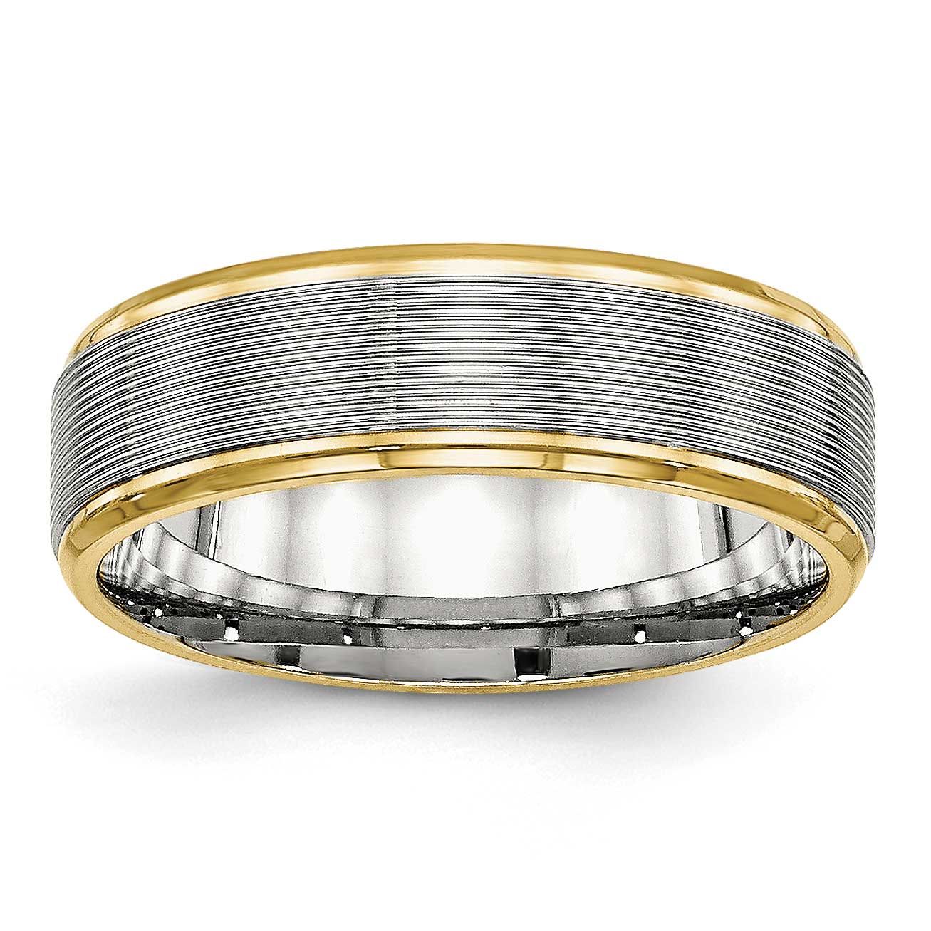 Yellow IP-plated 6mm Grooved Band Stainless Steel Polished, SR551-8.5, 886774437149