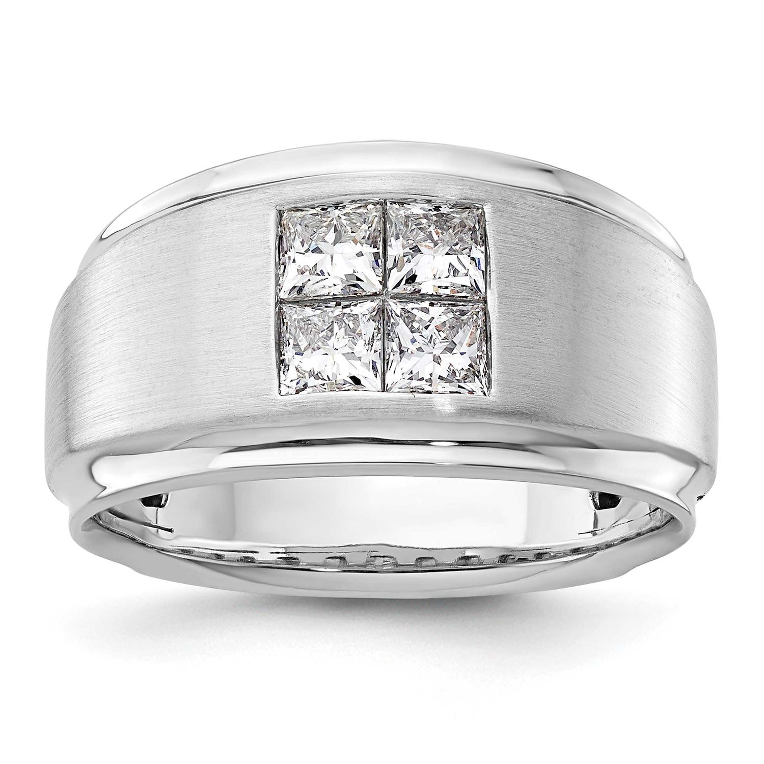 IBGoodman Men&#39;s Satin Complete Lab Grown VS/SI FGH Diamond Ring 14k White Gold, B220057-4WLG, 19690