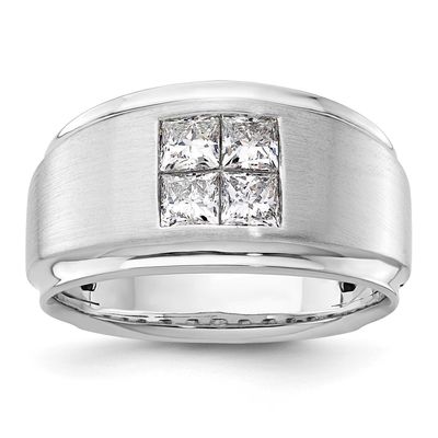IBGoodman Men&#39;s Satin Complete Lab Grown VS/SI FGH Diamond Ring 14k White Gold, B220057-4WLG, 19690