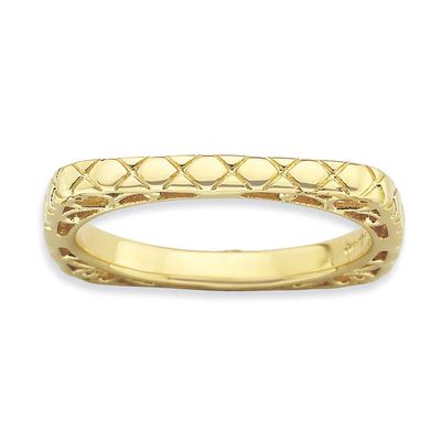Gold-plate Square Ring Sterling Silver Polished, QSK788-6, 886774225531