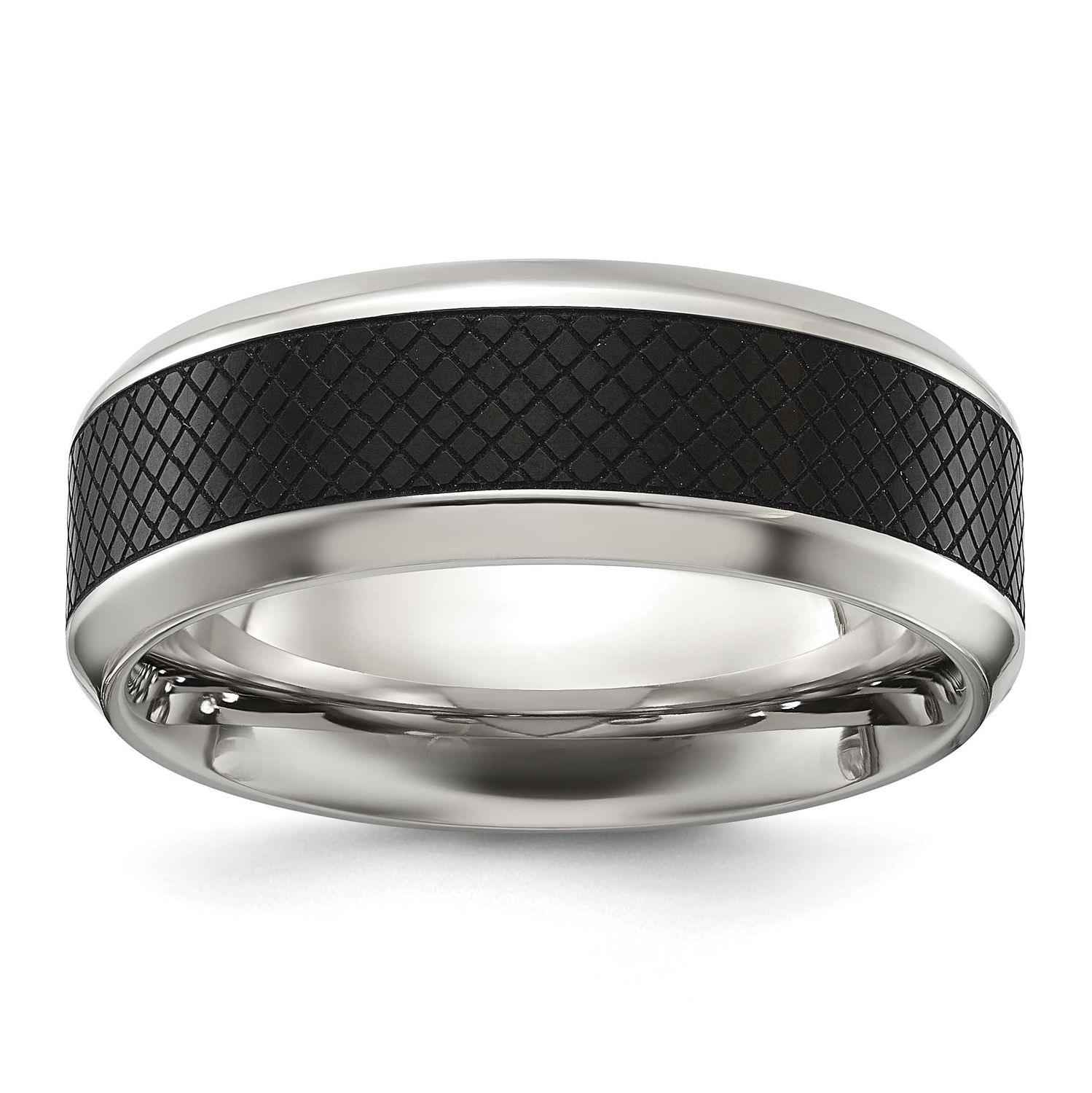 Black IP-plated Textured Center 8mm Band Titanium Polished, TB564-8.5, 196904294055