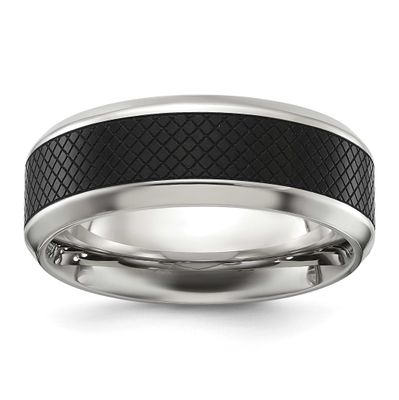 Black IP-plated Textured Center 8mm Band Titanium Polished, TB564-8.5, 196904294055