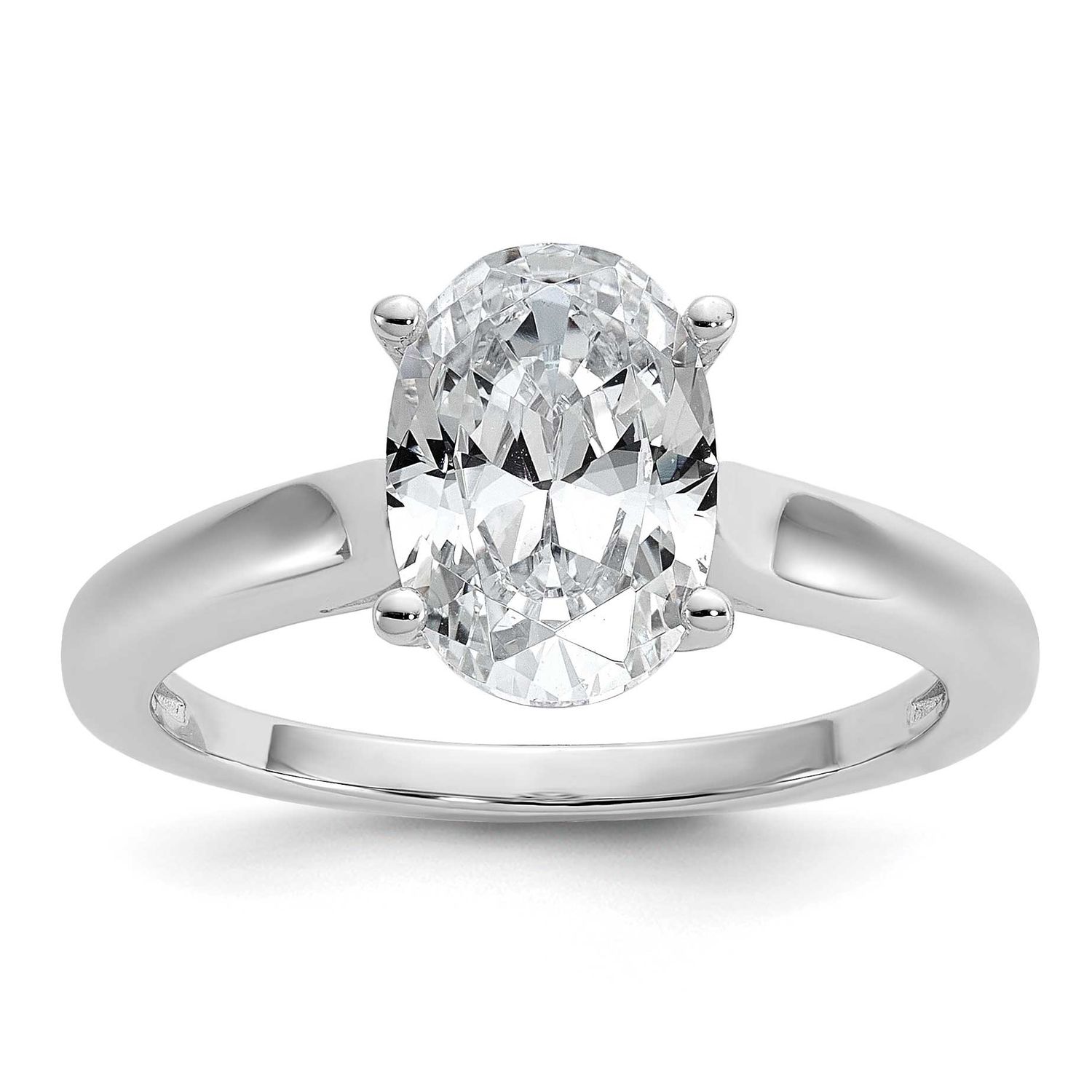 Cheryl M Polished Oval CZ Ring Sterling Silver Rhodium-plated, QCM1728-9, 196904276815