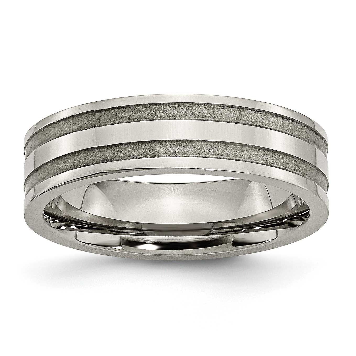 6mm Grooved Band Titanium Brushed and Polished, TB202-6, 883957794907