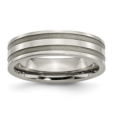 6mm Grooved Band Titanium Brushed and Polished, TB202-6, 883957794907