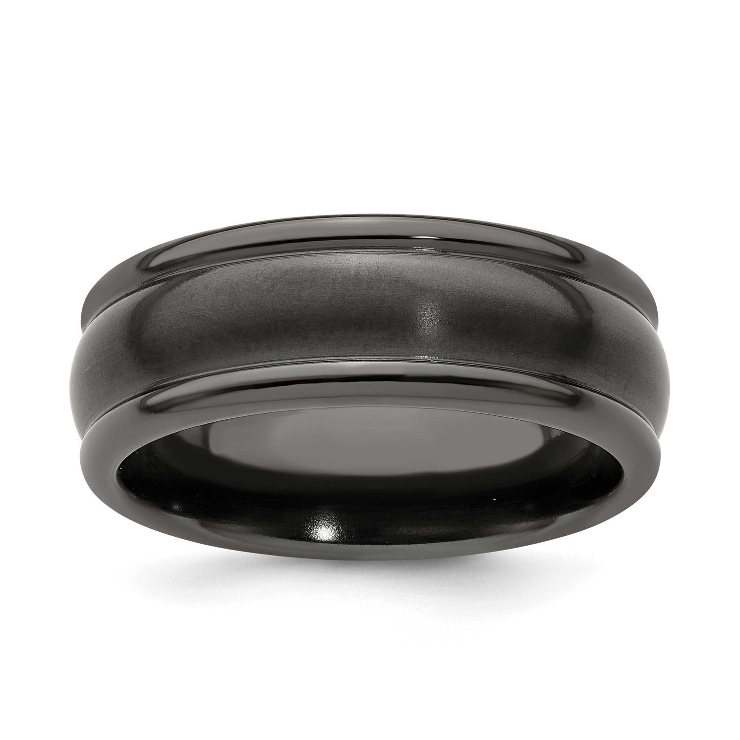 Edward Mirell Black Ti Triple Domed Grooved Edges 8mm Band Titanium, EMR125-11, 886774319223