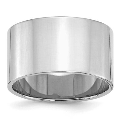 12mm Flat Ring Sterling Silver Rhodium-plated, QWFB120RH-10,
