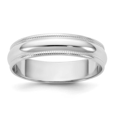 4.5mm Milgrain Half Round Band 10k White Gold, 1WML045-8.5,