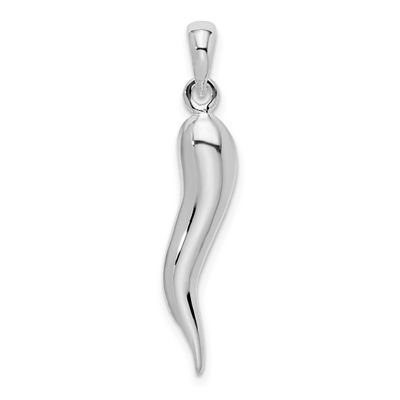 De-Ani Polished 3D Italian Horn Pendant Sterling Silver Rhodium-plated, QC9979, 637218153466