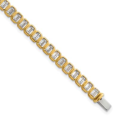Lab Grown Diamond VS/SI FGH Bezel Emerald Tennis Bracelet 14k Gold, BM10324-LG,