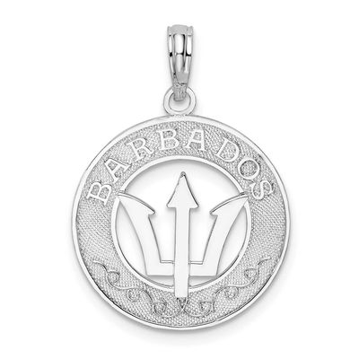 De-Ani Polished Barbados with Trident Circle Pendant Sterling Silver Rhodium-plated, QC10100, 63721