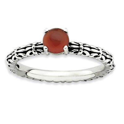 Antiqued Red Agate Ring Sterling Silver, QSK623-8, 886774220017