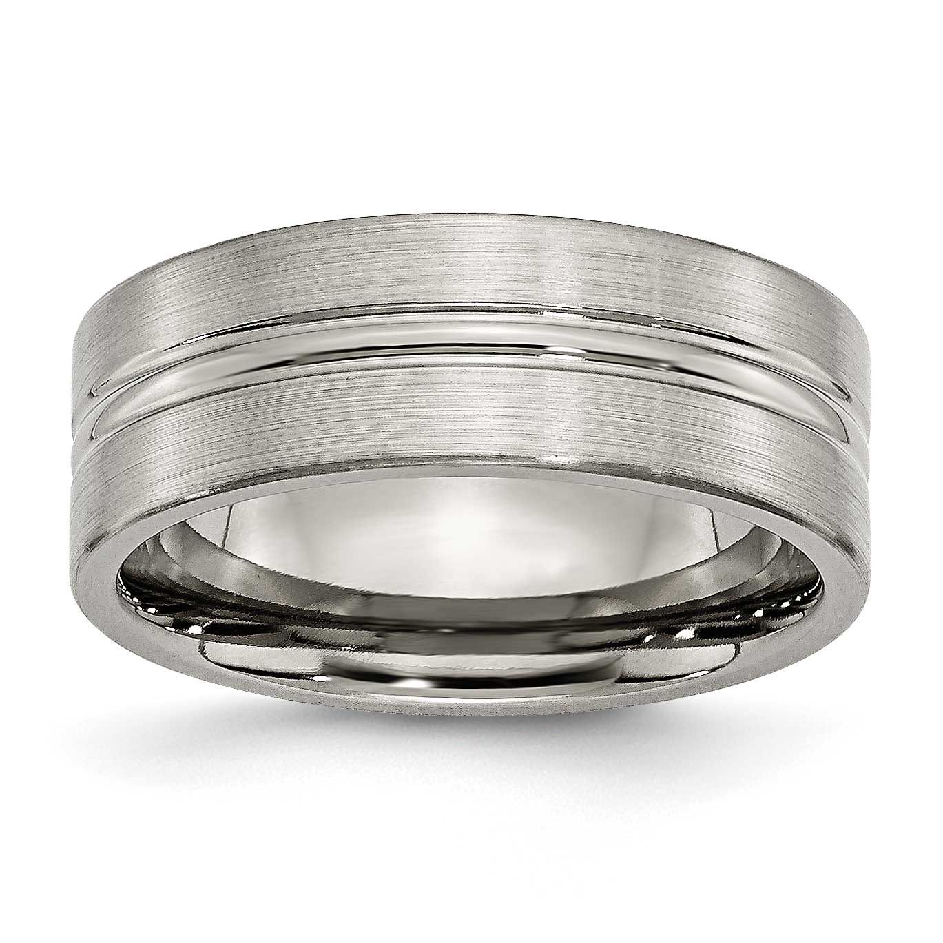 8mm Grooved Band Titanium Brushed and Polished, TB119-13.5, 886774529837