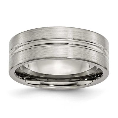 8mm Grooved Band Titanium Brushed and Polished, TB119-13.5, 886774529837