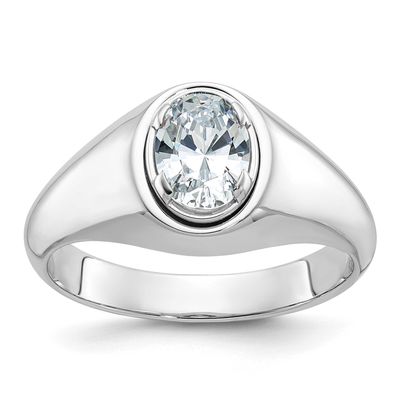 IBGoodman Men&#39;s Oval Complete Lab Grown VS/SI FGH Diamond Ring 14k White Gold, B64241-4WLG, 1969043