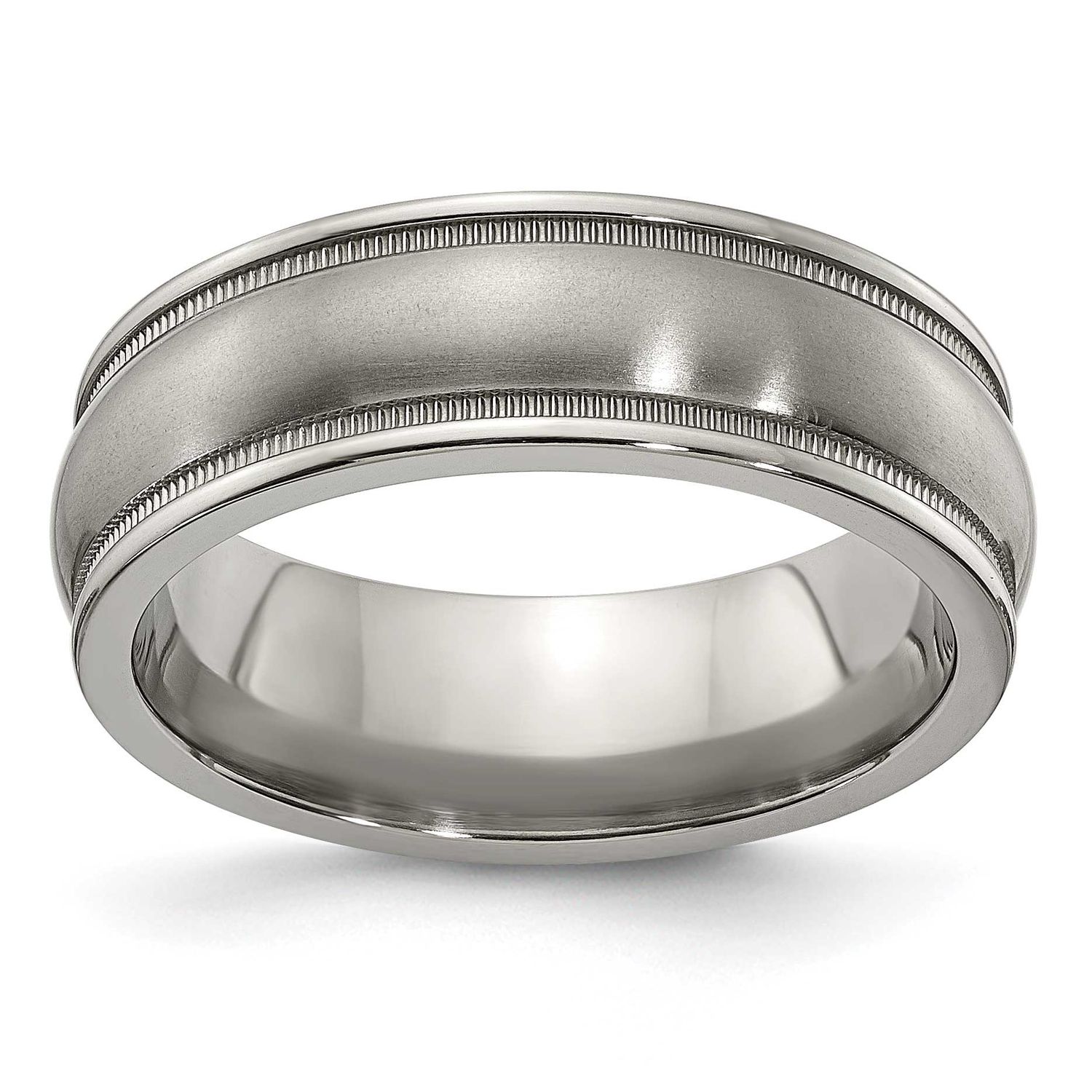 Edward Mirell &amp; Polished Milgrain 6.5mm Band Titanium Brushed, EMR155-6.5MM-12.5,