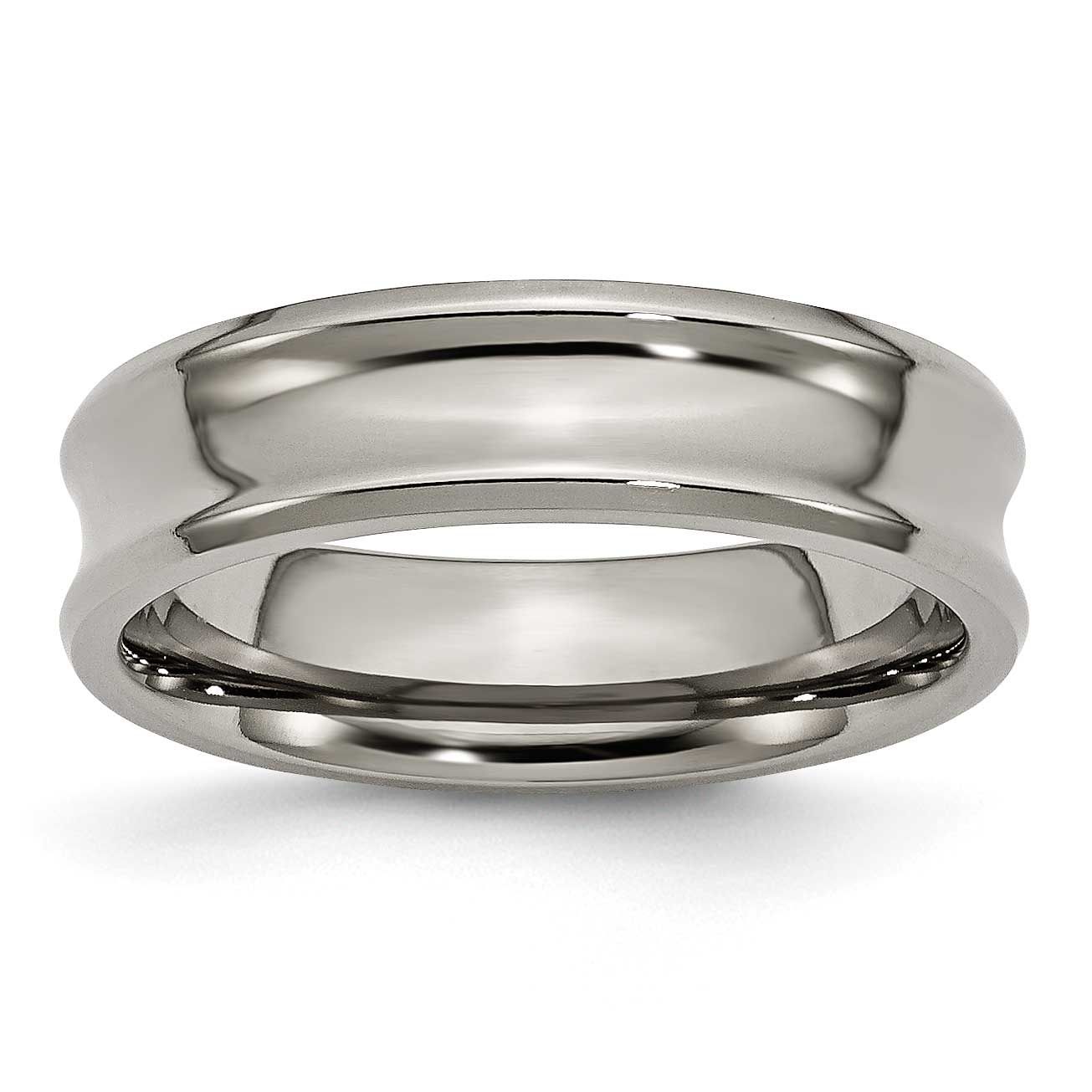 Concave 6mm Beveled Edge Band Titanium Polished, TB44-8, 883957816326