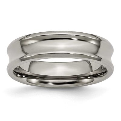 Concave 6mm Beveled Edge Band Titanium Polished, TB44-8, 883957816326