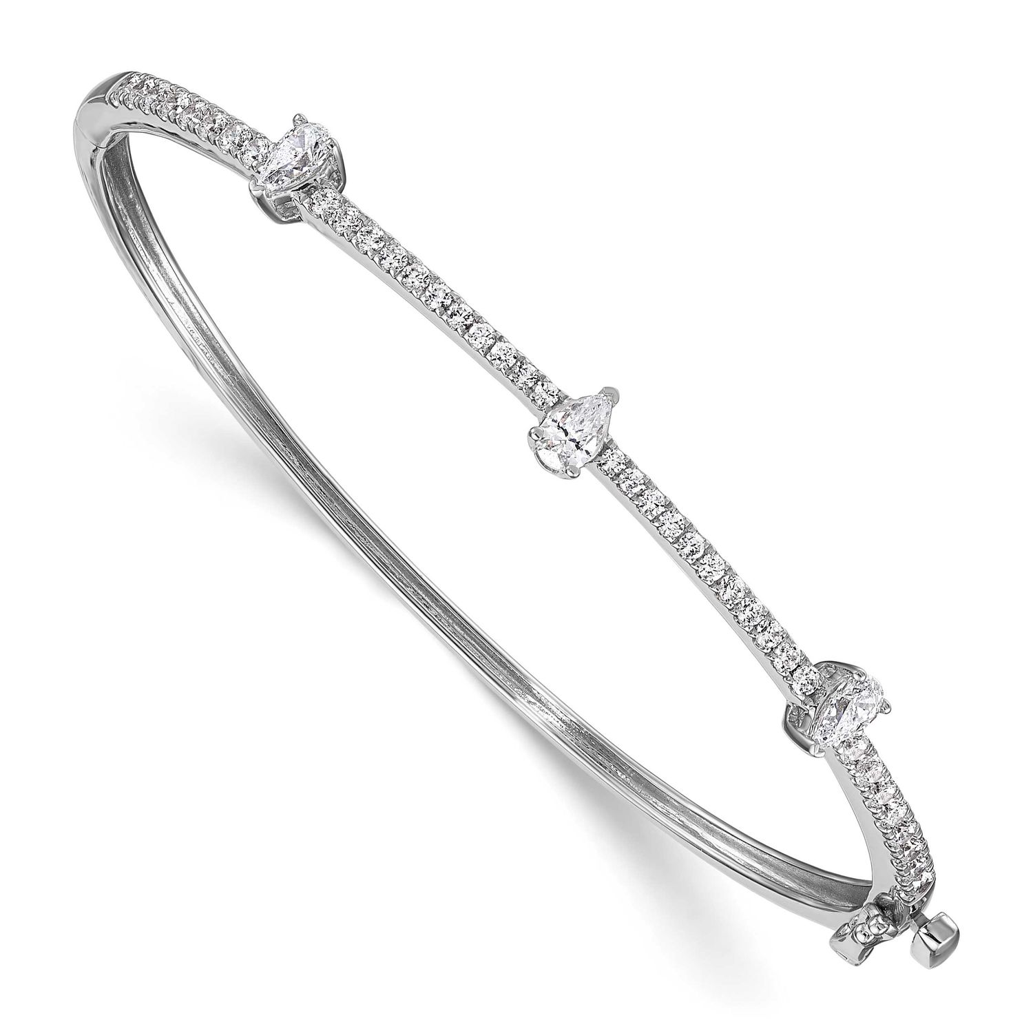 Lab Grown Diamond VS/SI FGH Round &amp; Pear Bangle 14k White Gold, BM10529-125-WLG,